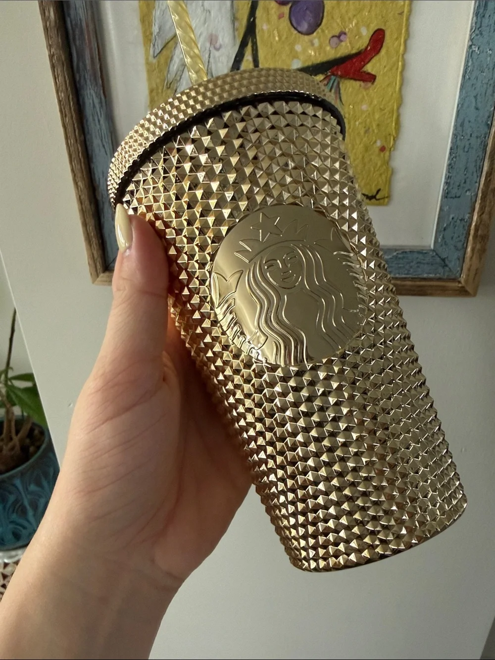 Starbucks Gold Studded Tumbler with Textured Finish